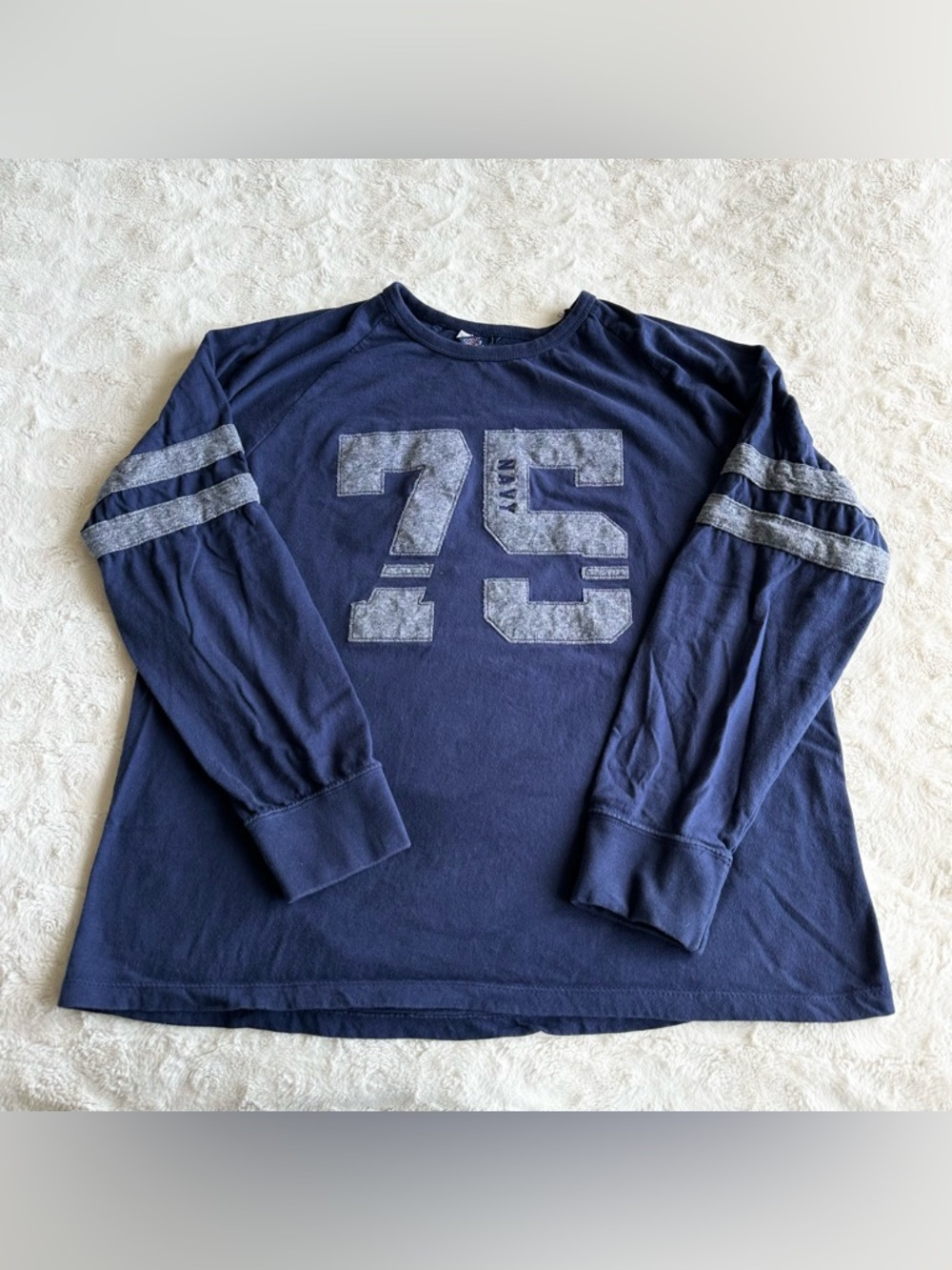 United States Navy Shirt Jersey Mens XL Blue 1775 Patch Military Retro Sailor LS